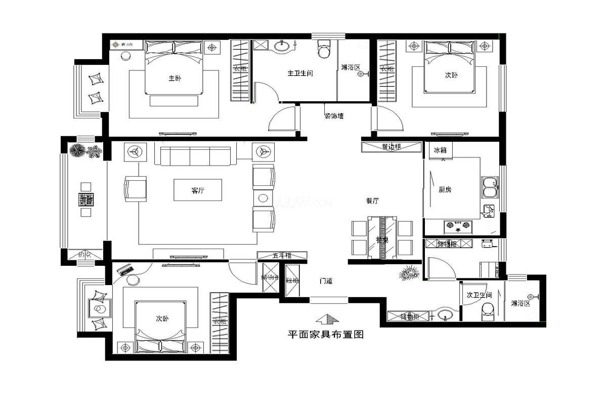 70兩房一廳裝修效果圖，70平兩室一廳裝修圖